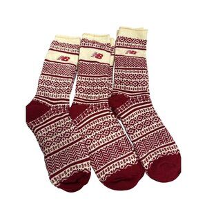 New Balance Socks Men's Holiday Red White Nordic Crew 3 Pack Medium Large NEW